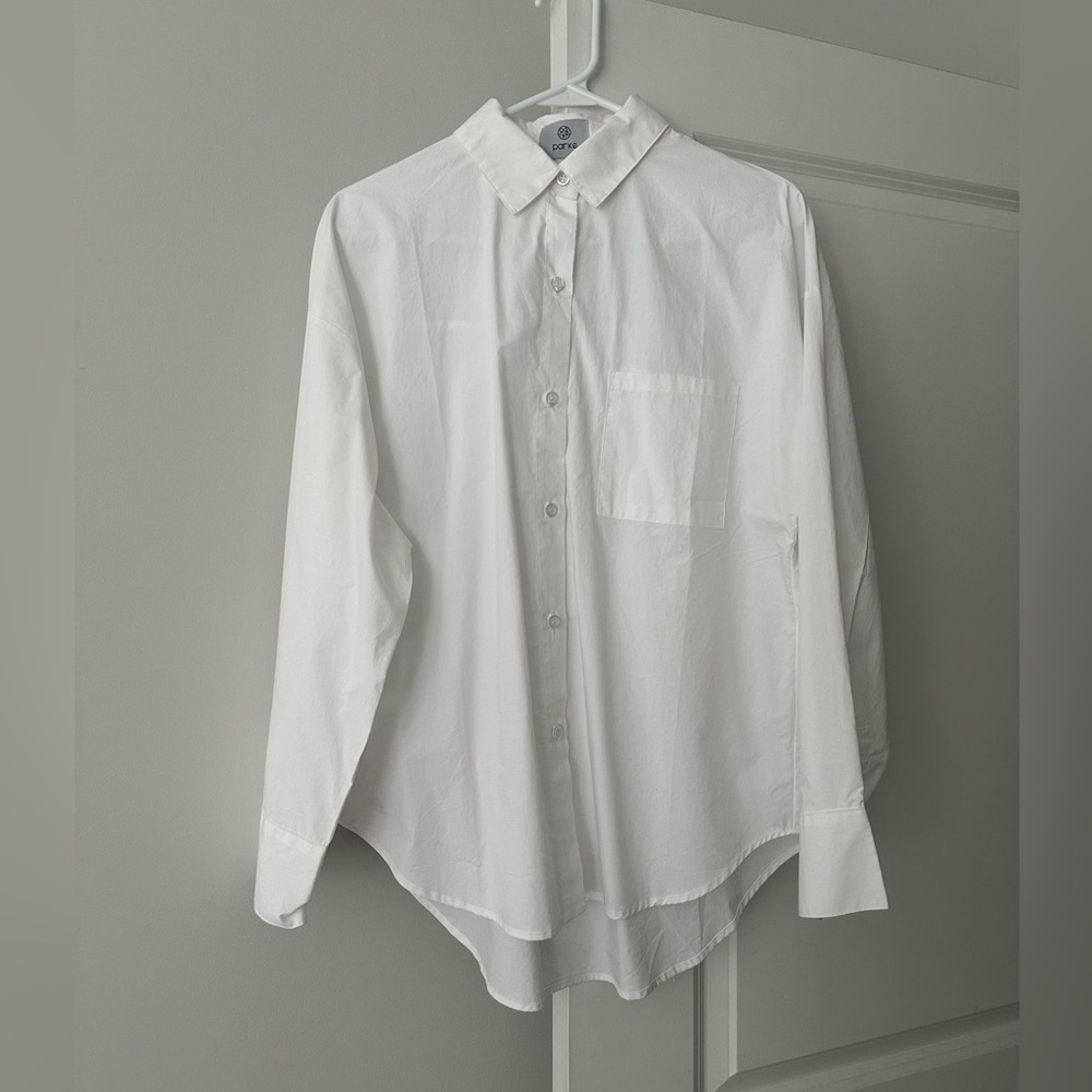 Parke Boyfriend Button Down Poplin White Small NWT